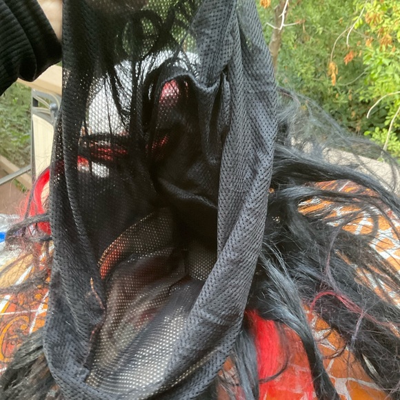 COPY - Silicone red devil face with long hair halloween costume party - Picture 7 of 11